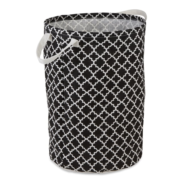 Design Imports Panier à Linge en Coton Polyester Revêtu de PE Noir Rond 13.5x13.5x20