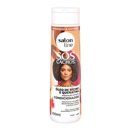 Salon Line - Linha SOS Cachos (Oleo de Ricino e Queratina) - Condicionador 300 Ml - (SOS Curls (Castor Oil and Keratin) Collection - Conditioner 10.14 Fl Oz)