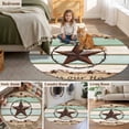 thumbnail image 5 of Western Texas Star Green Round Area Rug 3.3 FT, Non Slip Small Entryway Kitchen Mat, Farmhouse Brown Country Vintage Washable Soft Circular Rug Non-Shedding Door Mat for Bathroom Playroom Kids Room, 5 of 9