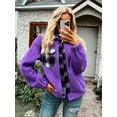 thumbnail image 4 of Yidarton Fleece Plaid Stitching Jacket Winter New  Coat Casual Style Women's Jacket Purple L Size, 4 of 8