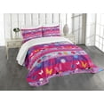 thumbnail image 3 of Ambesonne Owl Quilted Bedspread Set 3 Pcs, Cartoon Owls and Flowers, King Size, Multicolor, 3 of 5