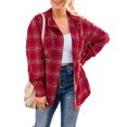 thumbnail image 4 of Blusa de Mujer Txlixc Chaqueta de Camisa de Botón de Manga Larga con Solapa a Cuadros Moda, 4 of 7