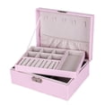 thumbnail image 3 of S SERENABLE 1pc Jewelry Box Organizer Dual Layer Storage for Brackets Necklace Pink, 3 of 9