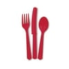 Unique Team Spirit Solid Football Super Bowl Party 18pc 6" Plastic Cutlery, Red