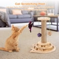 thumbnail image 6 of Sisal Scratcher Toy with Hanging Balls& 2-Tier Tracks, Wooden Cat Scratching Post, Interactive Cat Toy for Indoor Cats, Kittens, 6 of 7