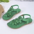 thumbnail image 5 of Domuza Women's Floral Thong Sandals, Elastic Ankle Strap Comfortable Non-Slip Flat Shoes for Summer Casual Wear Green 6.5（EU-37）, 5 of 6