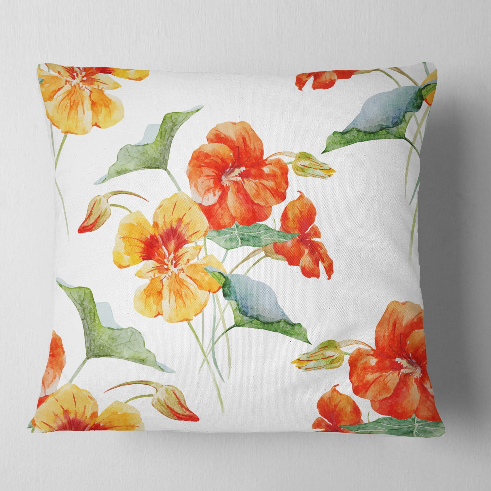 Designart 16" x 16" Orange Polyester Throw Pillow