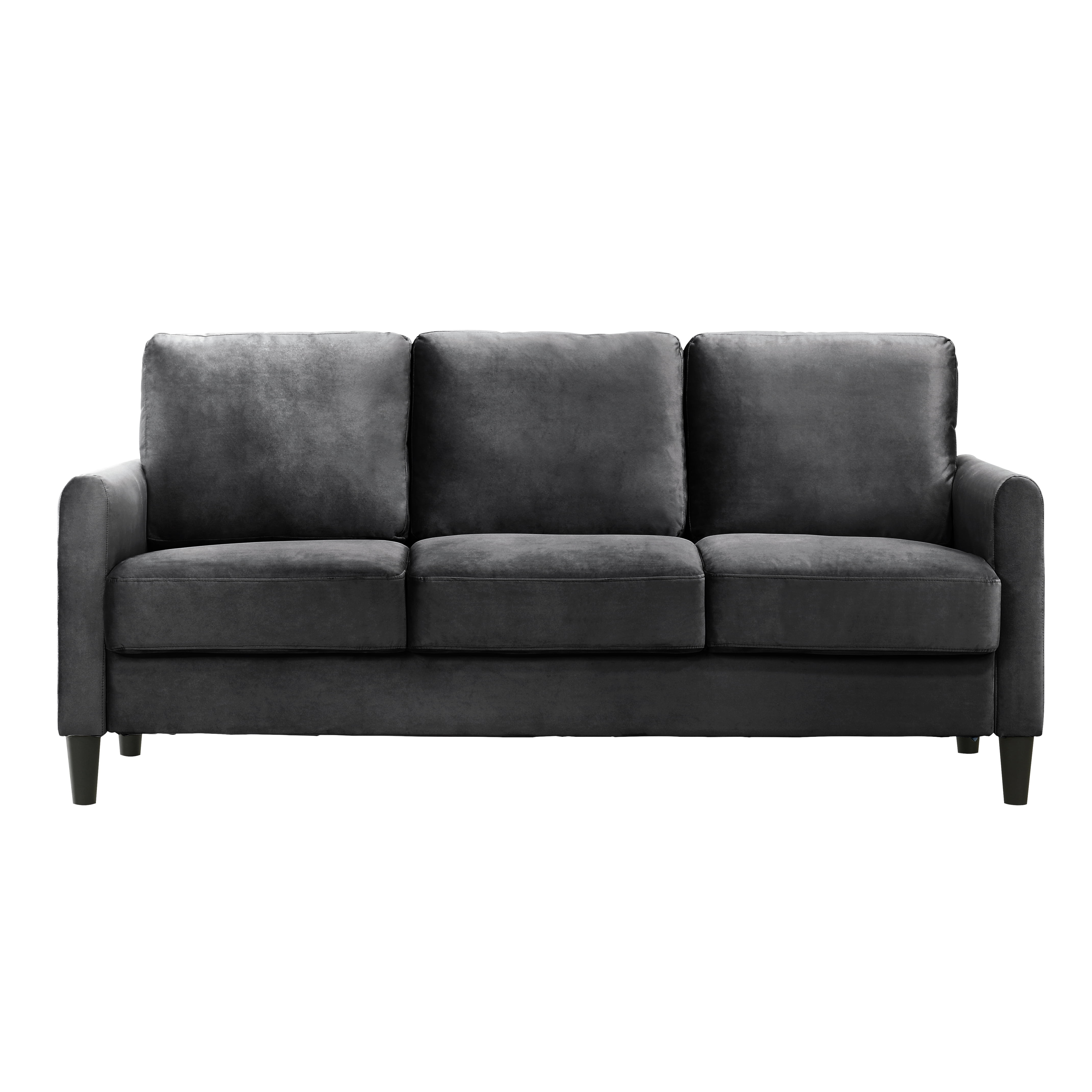 Home Design Airell 2-Piece Living Room Set with Loveseat and Sofa, Soft Velvet Fabric, Modern Upholstered Design, Dark Gray