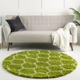 thumbnail image 4 of Unique Loom Trellis Shag Collection Area Rug - Ruby (6' Round Green/Ivory), 4 of 11