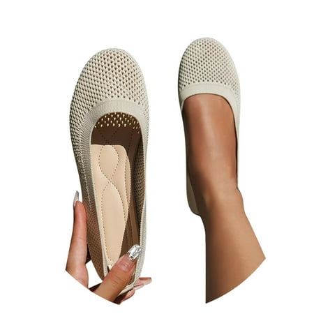 Casual Heels for Women Comfortable for Theater & Show Women s Ballerina On Shoes Non Knitted Trainers Comfortable Breathable Summer Sporty Women Flat Shoes Comfort Shoes