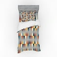 thumbnail image 1 of Retro Duvet Cover Set, Vertical Bicolor Long and Thin Diamond Shapes with Triangles Vintage Geometrical, Bedding Set with Shams and Fitted Sheet, 3 Sizes, by Ambesonne, 1 of 3