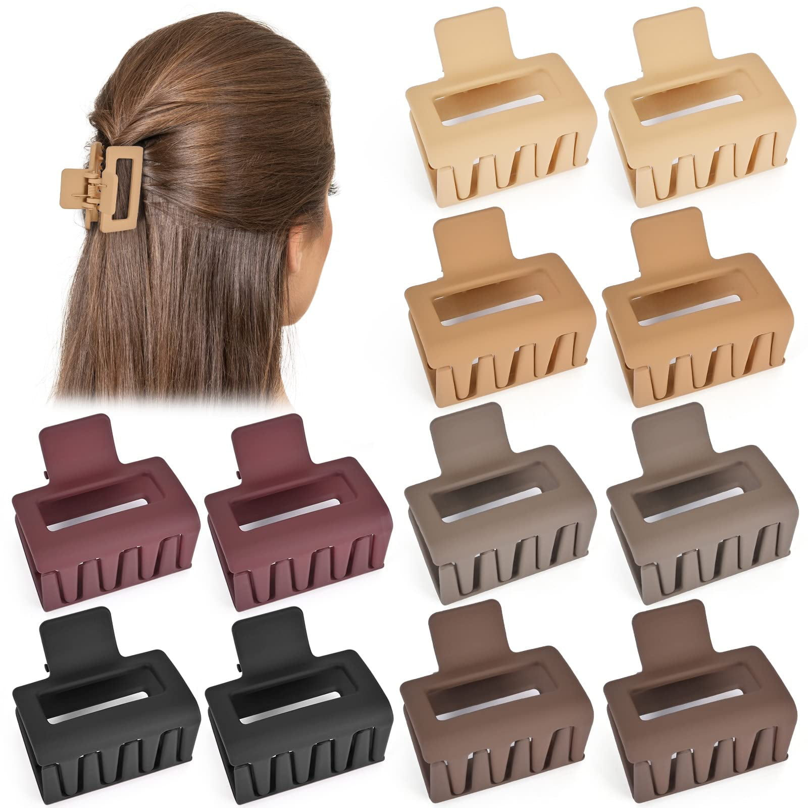 Small Cute Hair Claw Clips for Women Girls Thick Thin Hair, Medium Square  Matte Hair Clips for Long Short Hair, Neutral Heavy Duty Jaw Clips, Strong  Claws 2 Inch Non Slip 12