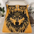 thumbnail image 2 of Manfei Wild Wolves Twin Sheet Sets,Jungle Wildlife Wolf Twin Fitted Sheet,Black Orange Flat Sheet For Boys,Super Cozy Room Decor,3pcs, 2 of 7