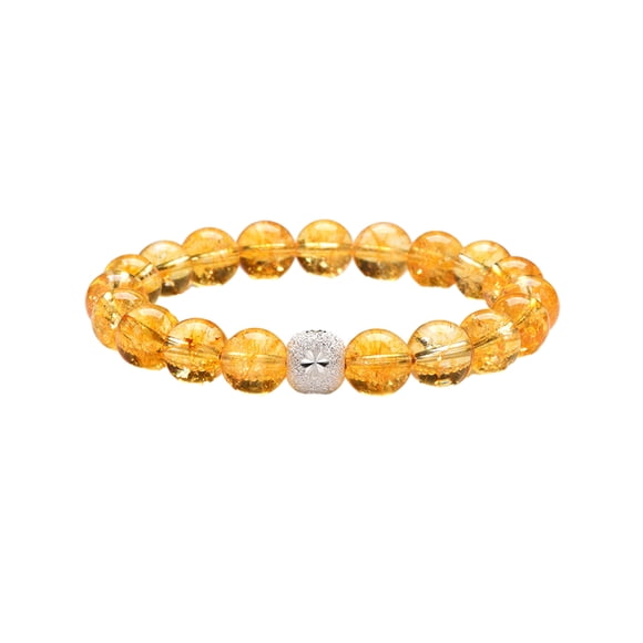 Unatoiry Elegant Bracelet Made With Citrine Comfortable To Wear Yellow Durable For Long yellow+ silver 10mm