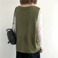 thumbnail image 5 of Zedker Women's Button V Neck Sleeveless Vintage Knit Sweater Vest Lightweight Jacket Waistcoat Army Green Plus Free Size, 5 of 5