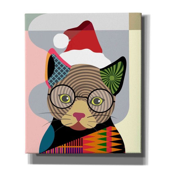 Epic Graffiti 'Santa Kitty' by Lanre Adefioyue, Canvas Wall Art, 20"x24"