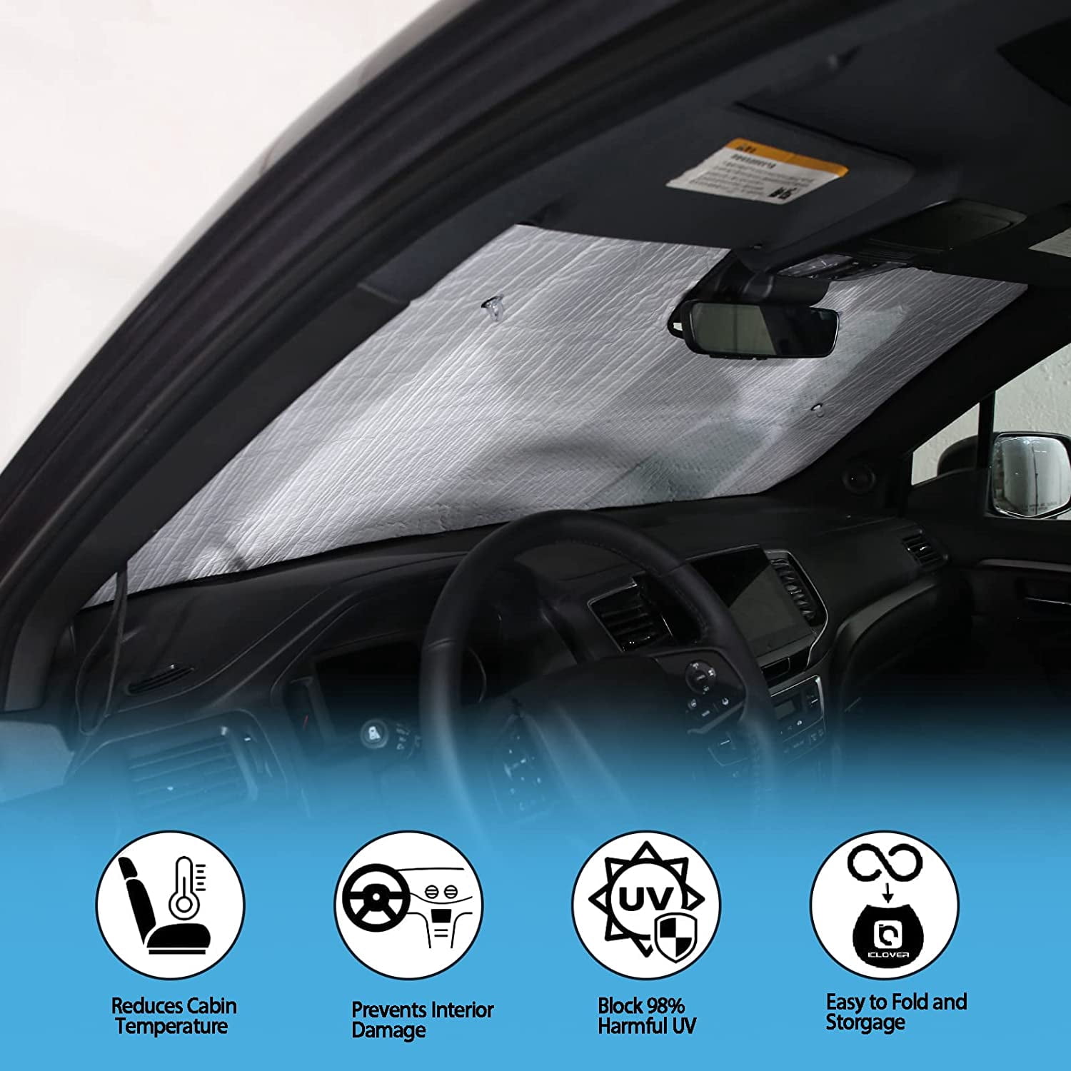 TINKI HIRUFAIT Car Front Windshield Automotive Window Shades for Honda Pilot 2016-2022, Silver