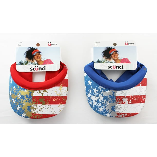 Scunci Patriotic American Hair Visor Cap, Pack of 2, Assorted Color