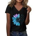thumbnail image 2 of Womens T Shirts Women's Graphic Shirts Sunflower Pattern Print Crew Neck Short Sleeve Tees Loose Tshirts Cute Casual Teacher Outfits Tops for Women, 2 of 5