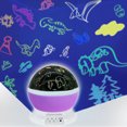 thumbnail image 4 of Proyector De Luz Nocturna De Dinosaurio Proyector de dinosaurio Luz nocturna 16 colores Control táctil de rotación 360 (púrpura), 4 of 6