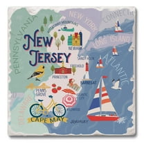 Thirstystone "New Jersey Attractions" 4-Pack Tumbled Tile Coasters