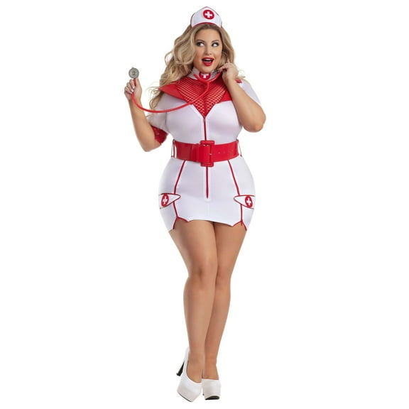 Women's Sexy Plus Size Zip-Up Nurse Costume