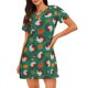 thumbnail image 1 of Balery Cartoon Turkey Camisón de manga corta con cuello redondo para mujer, cómodo y elegante., 1 of 6