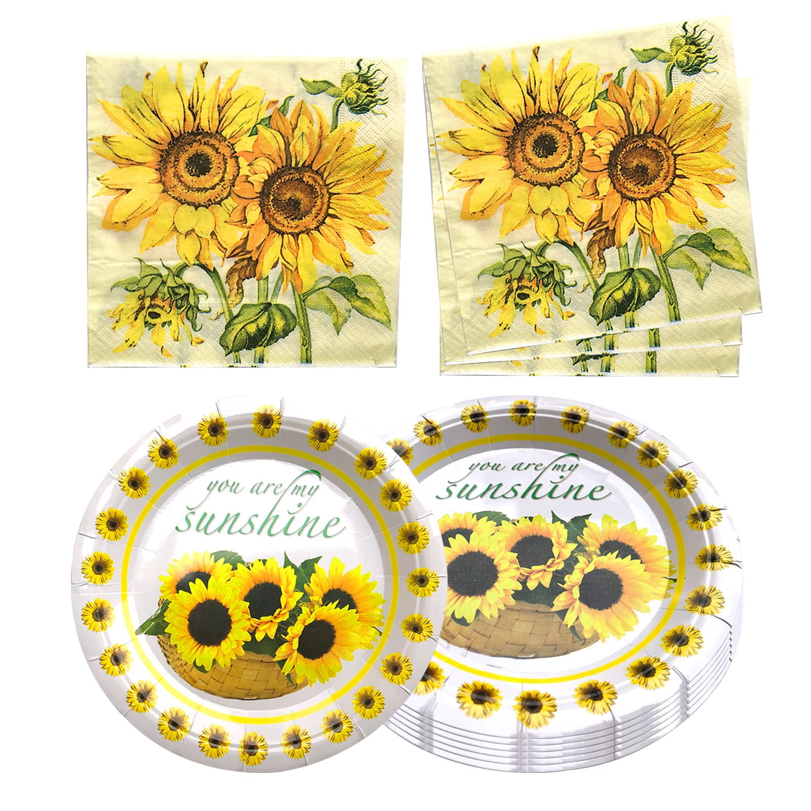 Fenghu Sunflower Birthday Party Supplies 20 Plates 20 Napkin