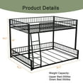 thumbnail image 6 of Full XL Over Queen Bunk Bed, Convertible Queen Bunk Beds with Safety Guard Rails, Metal Floor Bunk Bed Frame with Ladder for Dormitory Bedroom, No Box Spring Needed（Black), 6 of 7