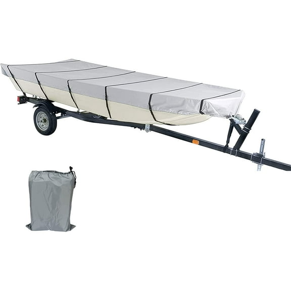 PET-U Boat Cover Heavy Duty Marine Grade Polyester Trailerable Replacement for Jon Boat 16FT Long Beam Width Up to 75In