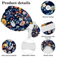 thumbnail image 4 of RATGDN Floral Color Tie Scrub Cap for Women Men, Nursing Hats with Buttons and Sweatband, Adjustable Elastic Working Caps Surgical Cap with Hair Bow - One Size Fits All, 4 of 6