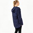 thumbnail image 3 of Smawell Women's Mid Length Hooded Parka Windbreaker Jacket, Casual Drawstring Waist Utility Coat with Multi Pockets, Lightweight Windproof Outdoor Trench Coat for Fall Spring, 3 of 6