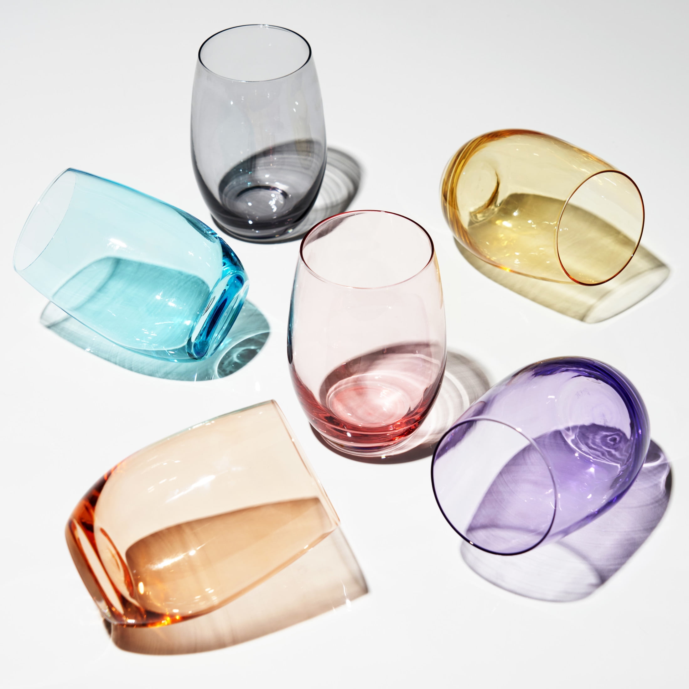 True Wine Glasses, Cocktail Drinking Glasses, 18.5 oz, Set of 6, Multicolor