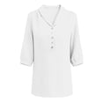thumbnail image 6 of UAMVSH 3/4 Length Sleeve Womens Tops Dressy Casual Lapel Work Blouse Lightweight Button V Neck Tunic Shirts for Business Office, 6 of 6