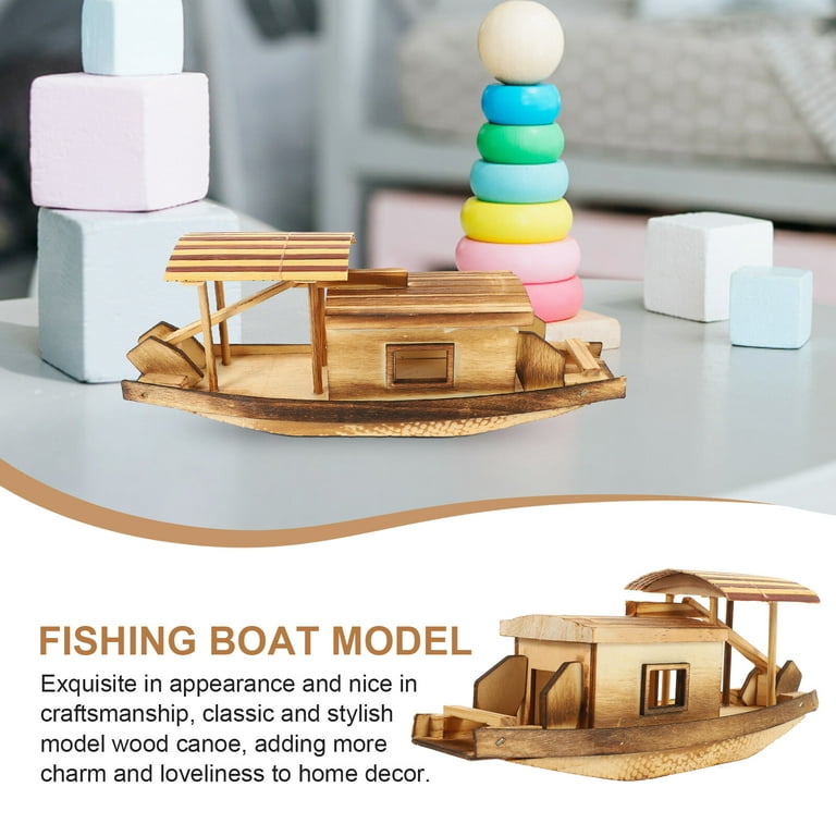 Small Boat Wood Fishing Boat Model Wood Boat Wooden Boat Decor Wood Ornament