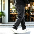 thumbnail image 2 of DENTOYOU Men's Jeans Comfort Flex Waist Relaxed Fit Denim Big & Tall Straight Jeans Black 43, 2 of 7