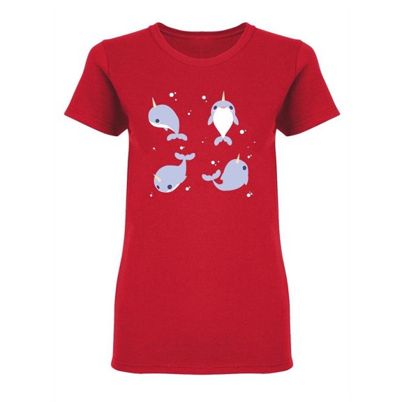 Fluffy Narwhal In The Sea Design Shaped Tee Women's -Image by Shutterstock