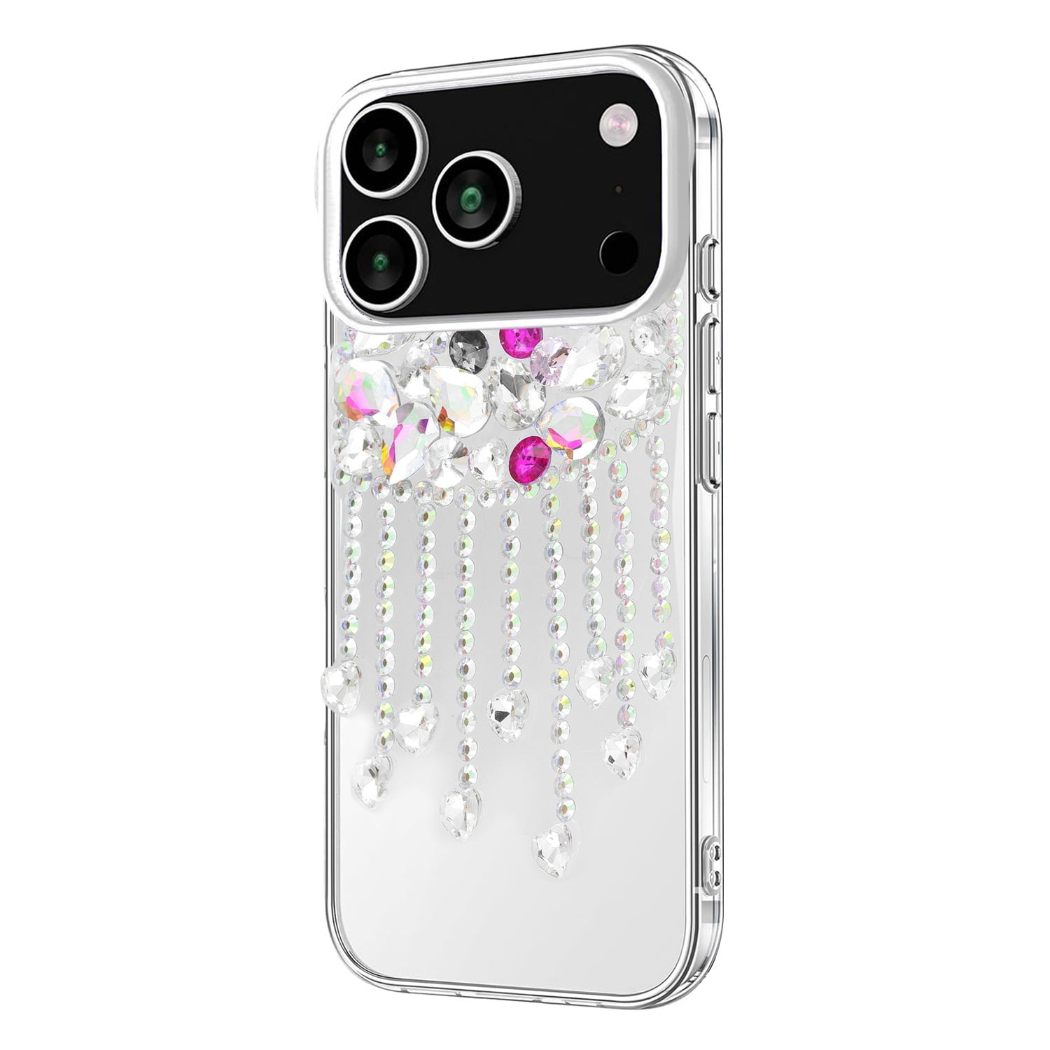Diamond Pendant Tassel Crystal Case for iPhone 17 Pro Max - Pink