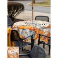 thumbnail image 5 of Square Outdoor Tablecloth With Umbrella Hole And Zipper– Gnome Pumpkin Fall Thanksgiving Waterproof Patio Table Cover for Party, Picnic, Backyard, 60"x60" , Vintage Orange Leaf Farmhouse, 5 of 8