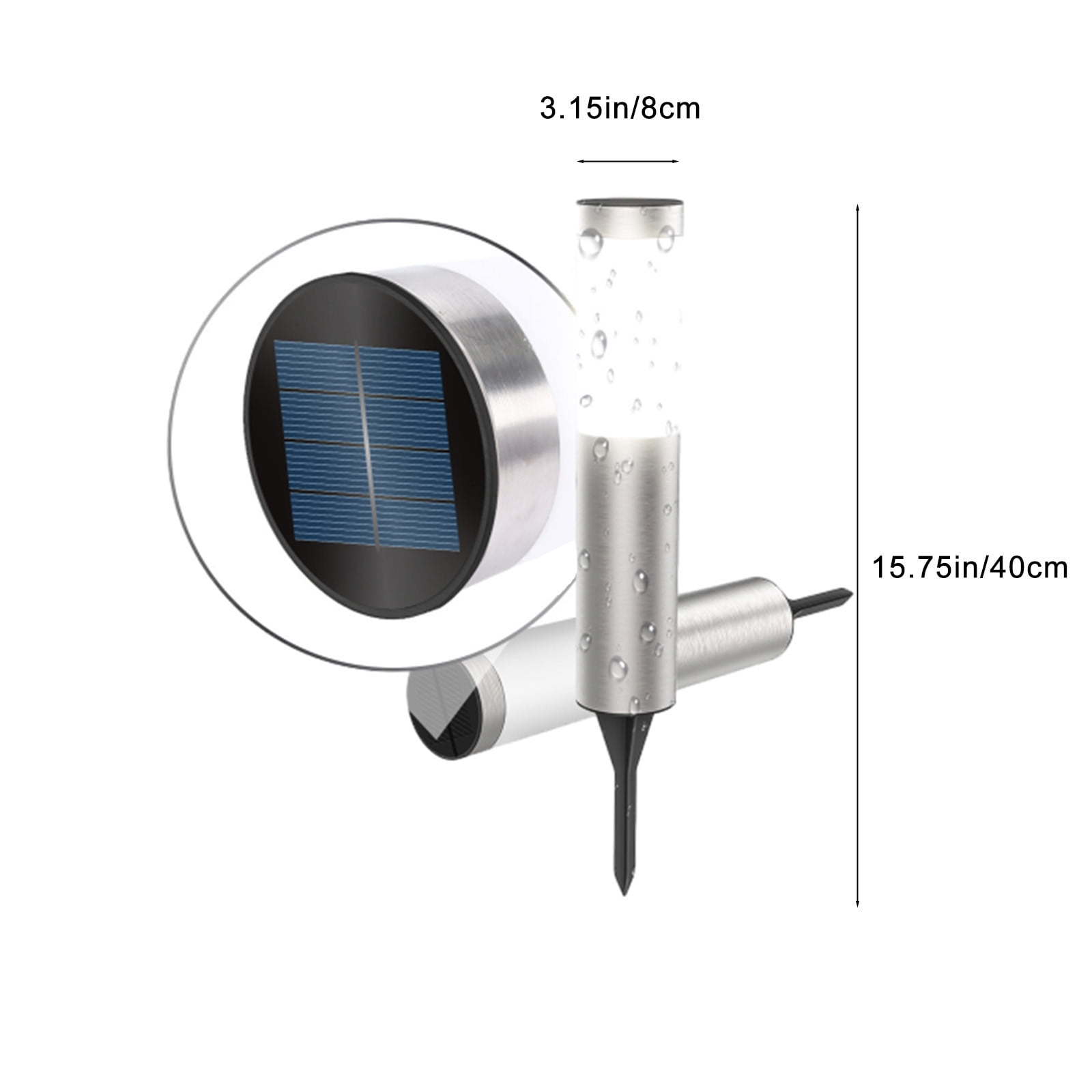 Solar LED Ground Light Outdoor Garden Lamp Round Floor Light 40cm Black Plastic Waterproof Automatic Dusk to Dawn 1 Pack