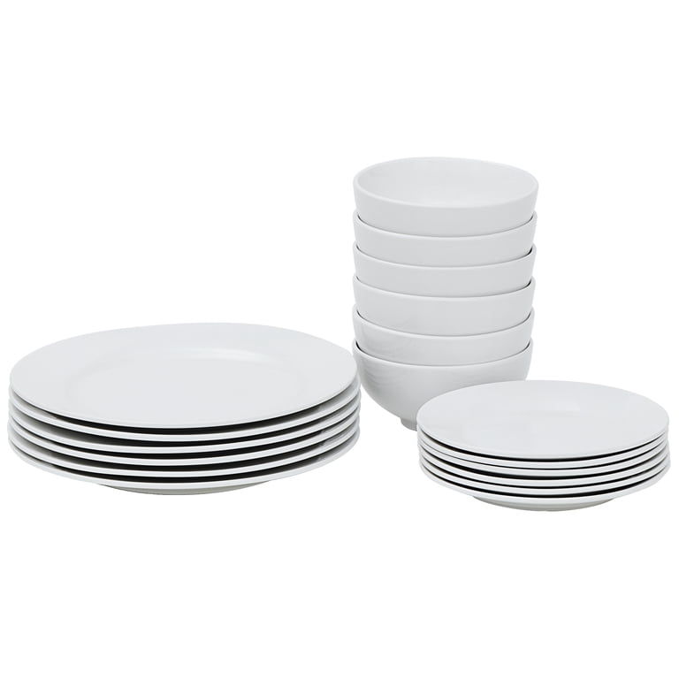 Navaris Service De Table 18 Pièces Porcelaine Blanche - 6 Personnes Assiettes Plates, Creuses Et Bols