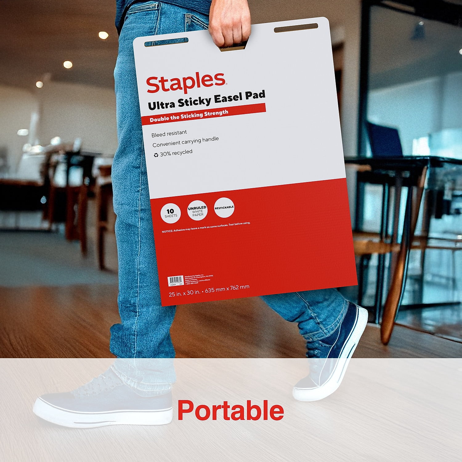 Staples Ultra Sticky Easel Pad 25" x 30" 10 Sheets/Pad 10 Pads/Carton (ST62839)