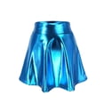 thumbnail image 3 of Ailaofu Women's Shiny Flared Pleated Mini Skater Skirt, 3 of 5