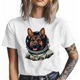thumbnail image 4 of Camisetas casuales de manga corta con estampado de perro con traje espacial para hombre, 4 of 8
