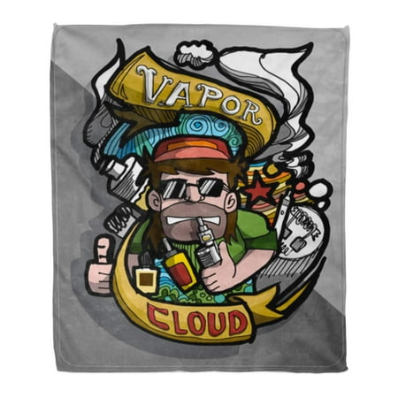 KDAGR Flannel Throw Blanket Vape Badge and Colors It Show About E Cig Soft for Bed Sofa and Couch 50x60