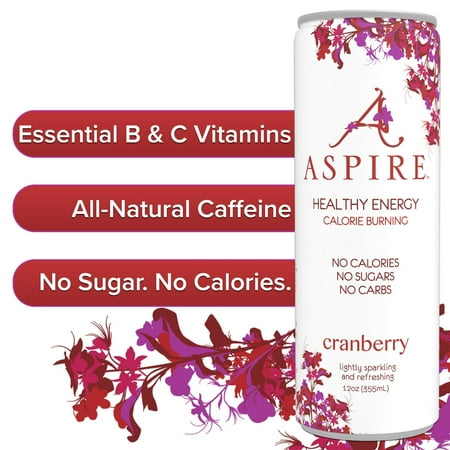 Aspire Healthy Energy Drink, Cranberry, 12 fl oz 12-Pack