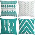 thumbnail image 1 of Geometric Teal Couch Throw Pillow Covers 18x18 Set of 4, Large Light Green and Decorative Sofa Accent Pillow Cover Cushions Case for Living Room Chair Bed Outdoor Home Decoration Pillow, 1 of 6