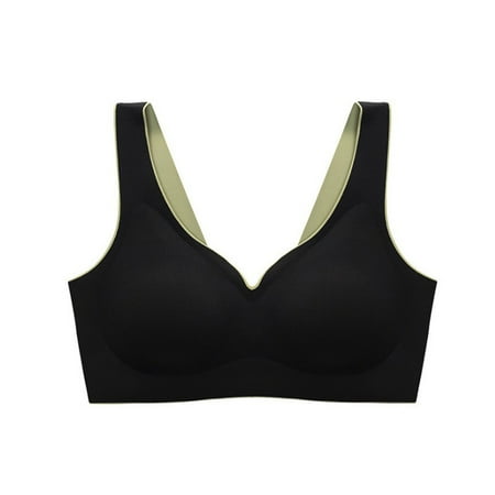 

ALSLIAO No Rimless Latex Underwear Ice Silk Vest Sleep Sports Bra Black XL