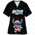 thumbnail image 3 of Uniforme de enfermera con estampado de Disney Stitch, uniforme de enfermera para mujer, cuello en V, uniforme clínico, hospital, atención médica, spa, camiseta, blusa, 3 of 5