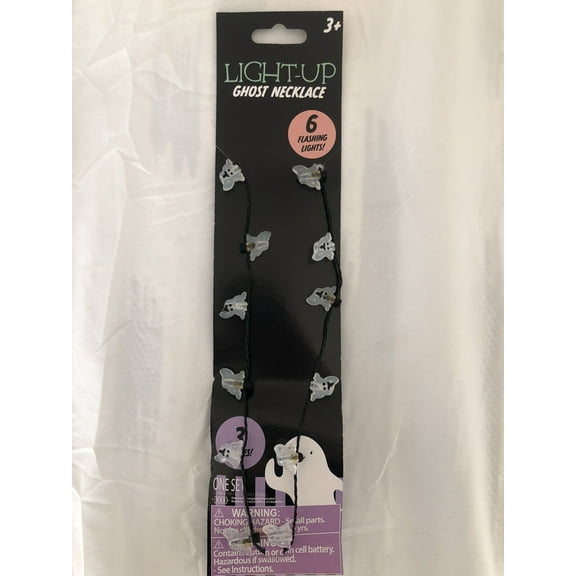 Light-Up Ghost Halloween Necklace, 3 Pack
